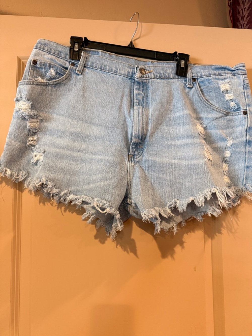 Frayed Hem Light Blue Denim Cutoff Shorts